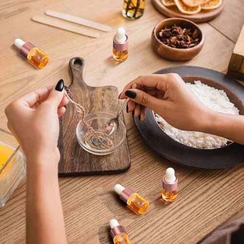 Didaey 200 Pcs 1/2/3/5/10/15 ml Mini Glass Oil Dropper Bottle Bulk, Clear Essential Small Empty Bottles Sample Containers Perfume Liquid Vials with Cap for Traveling (2 ml,Rose Gold) - color: Rose Gold, size: 2 ml