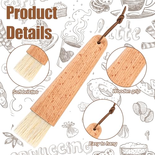 Pastry Brush with Beech Wood, Natural Boar Bristle Basting Brush for Cooking Flat Food Brushes for Spreading Butter Oil Sauce Barbecue Baking Kitchen Cooking