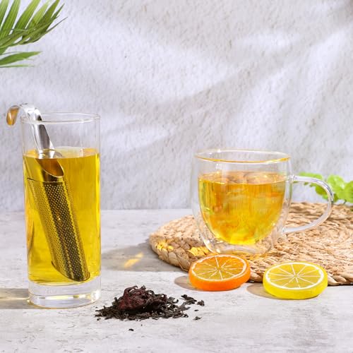 3Pcs Tea Infuser Fine Mesh Strainer Tea Steeper for Loose-Tea Stainless Steel Long Handle Infuser for Coffee Spices Seasonings, Silver