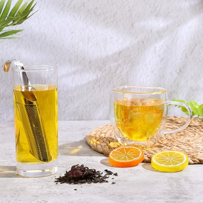 3Pcs Tea Infuser Fine Mesh Strainer Tea Steeper for Loose-Tea Stainless Steel Long Handle Infuser for Coffee Spices Seasonings, Silver