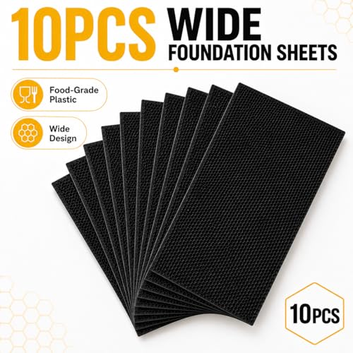 Black Beeswax Foundation Sheets, 10PCS for Langstroth Deep Frames | 8-1/2 Inch, Fits Langstroth Deep Frames, Wax-Coated Plastic, Food-Grade