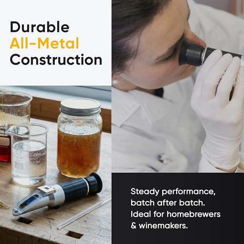58–90% Brix Handheld Analog Refractometer, Durable All Metal Ultra High Range Brix Meter for Honey, Candy Syrups, Concentrates and Sugar Production Measurement
