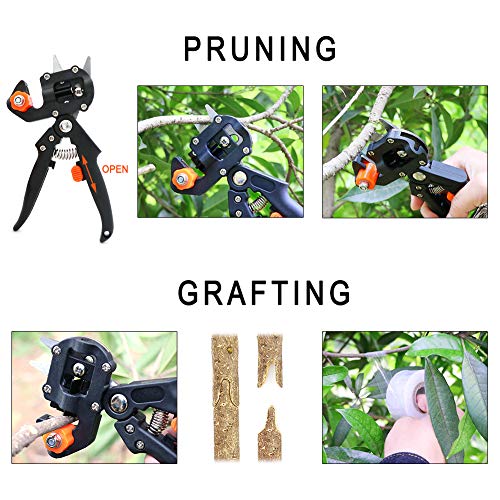 Garden Grafting Tool Kits, ZALALOVA 2 in 1 Pruning Tools Including Grafting Knife Replacement Blades Grafting Tapes Rubber Bands and Labels for Plant Branch Vine Fruit Tree Cutting - style: Garden Grafting Tool
