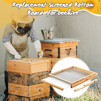 DoubleFill 3 Pcs 10 Frame Beehive Screened Bottoms Board Dipped in Beeswax with Entrance Reducer Beeswax Wood Screeneds Bottom Boards for Beekeeping Supplies (Plastic Screened Bottom Board)
