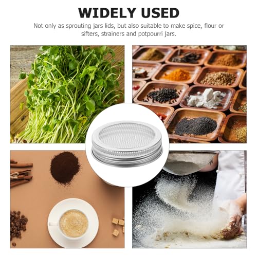 VALICLUD 4Pcs Stainless Steel Sprouting Jar Lids 70Mm Wide Mouth Mason Jar Screens Ventilation Covers for Growing Alfalfa Mung Bean Sprouts