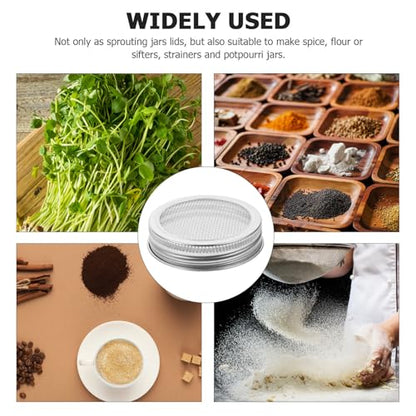 VALICLUD 4Pcs Stainless Steel Sprouting Jar Lids 70Mm Wide Mouth Mason Jar Screens Ventilation Covers for Growing Alfalfa Mung Bean Sprouts