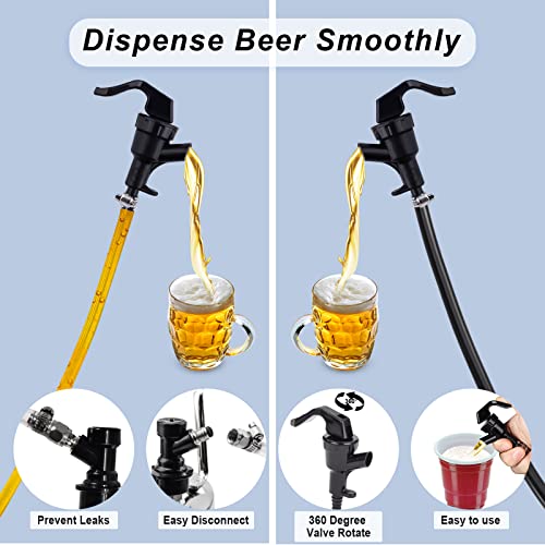 MRbrew 3+3 FT Ball Lock Beer Line Assembly Kit, Draft Beer Line with Picnic Tap Faucet Kegerator Dispenser PVC Brewing Tubing Cornelius Corny Quick Disconnect Barb Fitting Soda Dispenser Assembly