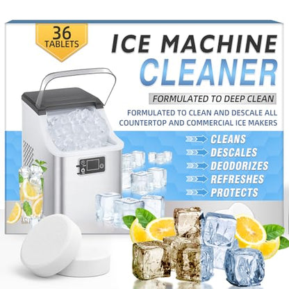 Ice Machine Cleaner Tablets Descaler (36 Pack) – Portable Ice Maker Cleaner, Nickel Safe Scale Remover Compatible with Countertop and Nugget Ice Maker, Remove limescale, Odor-Free, Crystal Clear Ice