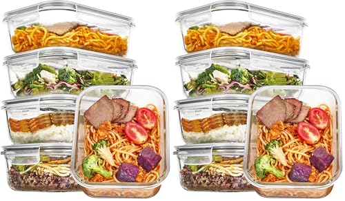 Vtopmart 10 Pack 35oz Glass Food Storage Containers with Lids, Meal Prep Containers, Airtight Reusable Lunch Container Set, Safe for Oven, Microwave, Freezer, and Dishwasher, Grey - color: Grey, size: 35oz (Pack of 2)