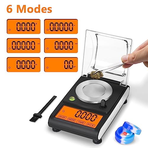 Fuzion Milligram Scale 50g/0.001g, Powder Scale with 9 Accessories | Includes Calibration Weights, Mg Scale for Powder, Supplement, Jewelry, Capsule Filling, Reloading - color: Black Orange