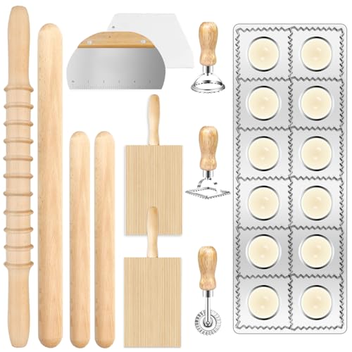 Pasta Making Tools Set, Pasta Making kit Includes 12 Pcs Pasta Making Tools Pasta Making Accessories Wooden Pasta Roller