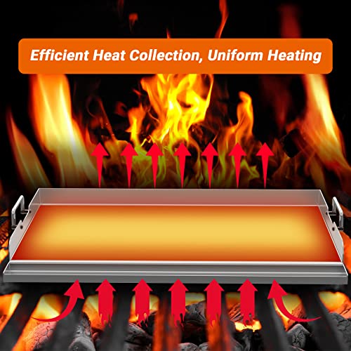 Skyflame Universal Stainless Steel Griddle Plate with Even Heating Bracing for BBQ Charcoal/Gas Grills, 23" x 16" Rectangular Hibachi Flat Top Griddle for Indoor/Outdoor Cooking - size: 23" x 16" x 2.2"