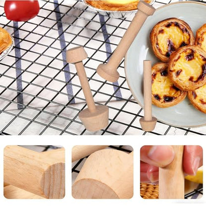 Tart Tamper Set,Wooden Double Side Pastry Tamper,Egg Tart Tamper,Cake Pastry DIY Tools for Egg Tart, Pasta, Cheesecakes and Dessert Baking(3 Pieces)