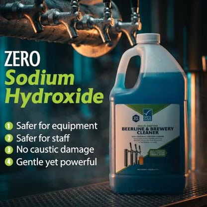 Multi-Enzyme Beer Line Cleaner, 1 Gallon, Professional Brewery and Kegerator Draft System Cleaning Solution, Non-Corrosive pH-Neutral Enzyme Formula for Bars, Pubs, and Headbrewers - size: 1 Gallon