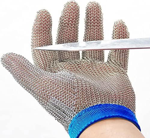 Dowellife Chainmail Glove, Cut Resistant Food Grade, Stainless Steel Mesh Metal Knife Cutting Glove for Butcher, Oyster Shucking Kitchen Mandoline Chef Slicing Fish Fillet (Large) - size: Large (Pack of 1)