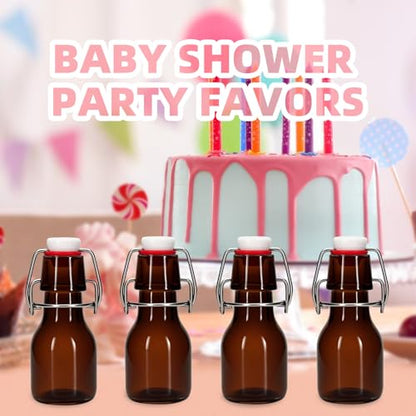 2Pcs 2oz Mini Swing Top Glass Bottles, 60ML Mini Storage Bottles, Small Glass Bottles,Vanilla Extract Bottles/Home Brewing/Beverages/Oil (Amber) - color: Amber