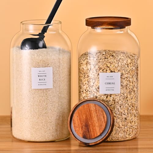2 PCS Large Glass Jar With Lid，Glass Food Storage Jars for Flour,Sugar,Coffee,Rice, Walnut，Nutsand More(1 gallon/4000 ml) - size: 1Gallon*2