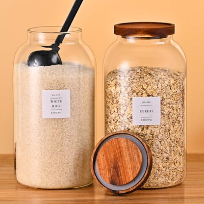 2 PCS Large Glass Jar With Lid，Glass Food Storage Jars for Flour,Sugar,Coffee,Rice, Walnut，Nutsand More(1 gallon/4000 ml) - size: 1Gallon*2
