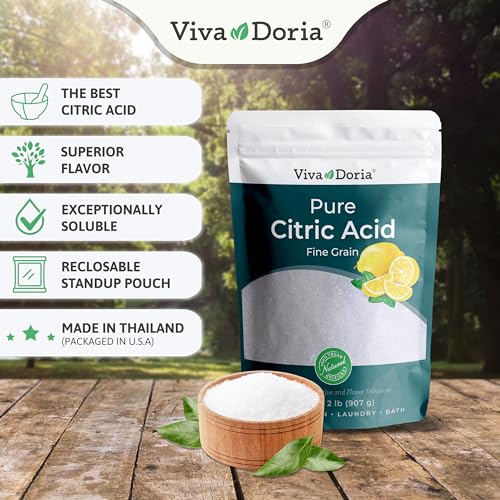 Viva Doria 100% Pure Citric Acid, Food Grade, Fine Grain, 2 lb (907 g) - size: 2 Pound (Pack of 1)