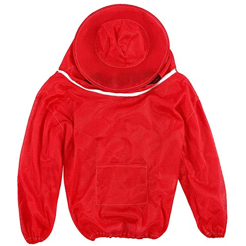 Haofy Professional Bee Suit for Men and Women Beekeeping Suit with Protective Round Veil for Apiary Backyard Beekeeping Jacket (Red)