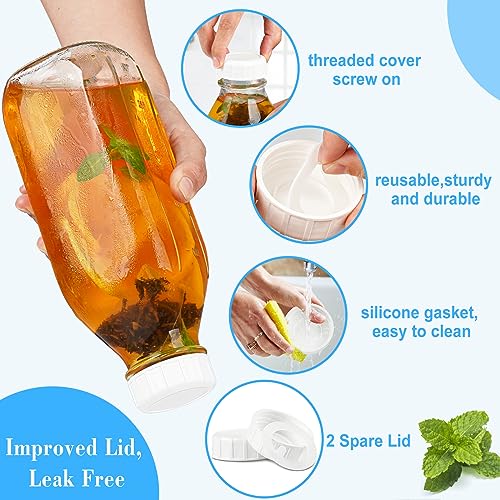4 Pack 1 Liter Glass Milk Bottles w Scale, 100% Airtight Heavy Duty Screw Lid - 32 Oz Drinking Jars w 2 Pour Spouts - Glass Bottles for Milk, Honey, Jam, Creamer - Dishwasher Safe(Extra 2 Lids) - style: Milk Bottle-4pack