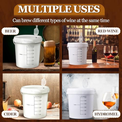 Ziliny 4 Pcs White 2 Gallon Fermentation Bucket with Twin Bubble Airlock Grommets Lid Brewing Wine Fermenter Fermentation Kit for Home Beer Wine Mead Other Fermented Beverage - size: 2 Gallon