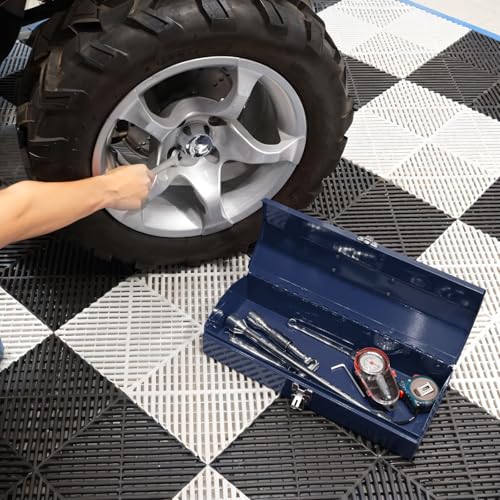 BIG RED 16" Hip Roof Style Portable Small Steel Tool Box with Metal Latch Closure, Blue - color: Blue, size: 16 Inch