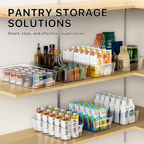 Simple Houseware 4 Pcs Pantry Clear Bin Storage Organizer, 14" x 7" x 3.75" - size: 4 Pack - 14 x 7 x 3.75