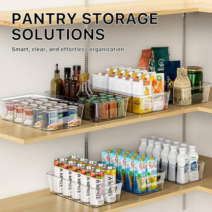 Simple Houseware 4 Pcs Pantry Clear Bin Storage Organizer, 14" x 7" x 3.75" - size: 4 Pack - 14 x 7 x 3.75