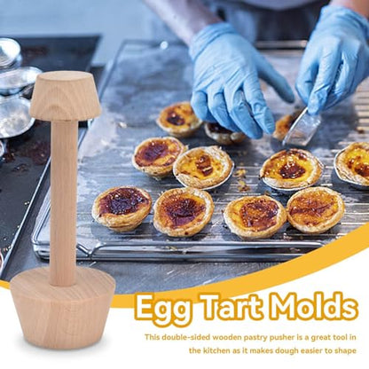 Wooden Pastry Tamper, Double Side Pie Pastry Dough Tart Tamper for Mini Muffin Pan, Wooden Shell Dough Wooden Cookie Molds for Baking, Mini Egg Tart, Cheesecakes, Pasta