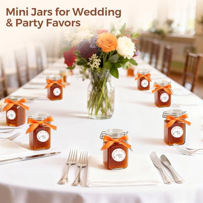 ComSaf Square Small 8 oz Glass Spice Jars with Airtight Lids 12 Pack Pantry | Jams herbs, Overnight oats, Pickling favors, Labels included, Funnel included, Pantry organization, Sourdough pickling - size: 8oz*12