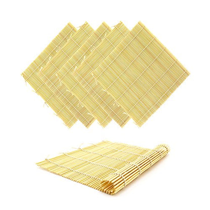 BambooMN 6X Natural Bamboo Sushi Making Rolling Mats 9.5" x 9.5", 100% Bamboo Mats - color: Natural, size: 9 Inch x 9 Inch