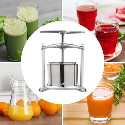 Fruit Wine Press, 3L/6L Fruit Cider Grinder w/Dual Stainless Steel Barrels, Manual Presser Machine, Juice Making for Apple/Carrot/Orange/Berry/Vegetables (6L) - style: 6L