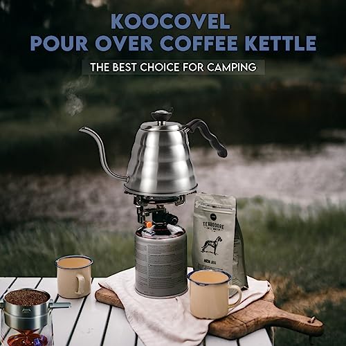 Stainless Steel Gooseneck Kettle Compatible with all Stoves, 1.2L/40oz Pour Over Coffee Maker with Built-in Thermometer for Precise Temperature Control and 40pcs Filter Papers