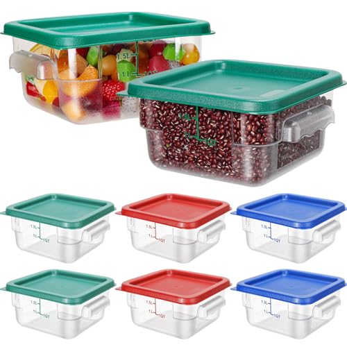 Lallisa 8 Pcs 2 Quart Food Storage Containers with Lids Clear Square Polycarbonate Marinating Container Dough Bucket with Lid(Multicolor) - color: Multicolor