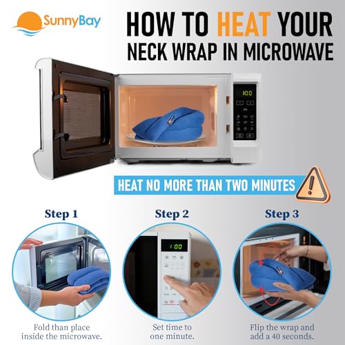 SunnyBay Microwavable Heating Pad for Neck and Shoulder, Heated Neck Wrap, Microwave Heat Pad, Weighted Beanbag Moist Hot or Cold Compress, 2.2 lbs, 26x4 Inches, Sky Blue - color: 4x26 - Sky Blue