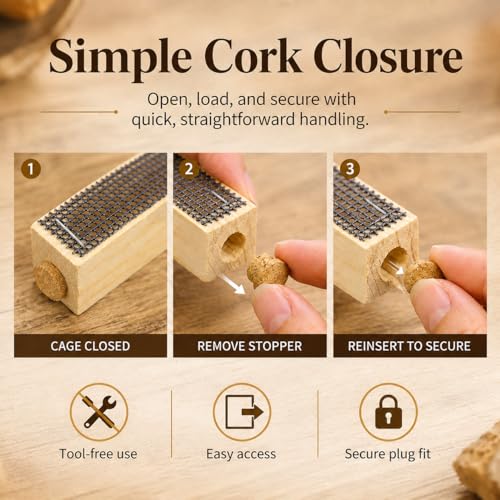 Toddmomy Wooden Bee Cage 5 Pack Beekeeping Tool with Ventilated Wire Mesh for Safe Queen Rearing and Hive Management - size: 6.00X2.00X2.00CM
