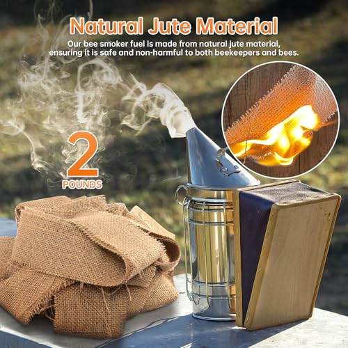 2 Pound Burlap Bee Smoker Fuel - Ideal for Beekeeping, Long-Lasting Cool Smoke, Perfect Match for Bee Hive Smokers