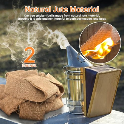 2 Pound Burlap Bee Smoker Fuel - Ideal for Beekeeping, Long-Lasting Cool Smoke, Perfect Match for Bee Hive Smokers