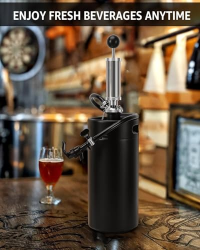 128oz Mini Keg Growler Tap System, 3.6L Mini Keg Pump Beer Tap Draft Beer Dispenser System Growler Beer Keg Party Hand Pump for Homebrew Craft Beer, Camping, Picnics