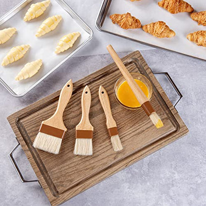 Pastry Tek Natural Wood Pastry / Basting Brush 4-Piece Set - with Boar Bristles - 1 count box - size: Set