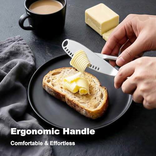 (2 pcs 3-in-1 Butter Spreader Knife - Stainless Steel Butter Knife for Butter & Cheese