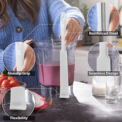 DI ORO Silicone Blender & Jar Spatulas - Heat Resistant Kitchen Utensil Set for Cooking, Mixing, Baking, & Scraping (2pc, Stone) - color: Stone