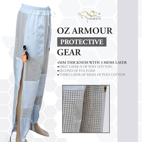 3 Layer Ventilated Beekeeping Pants for Men & Women – Sting-Proof Bee Pants with Leg High Zippers, Pockets, and Comfortable Mesh Protection - size: XX-Large