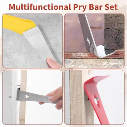 3 Pcs Stainless Steel Pry Bar Set, 3 Sizes Mini Flat Pry Bar Multipurpose, Trim Puller Tools, Bee Hand Hive Tool Scraper, Beekeeping Equipment Tool Set for Scraping Pulling Lifting Remodel