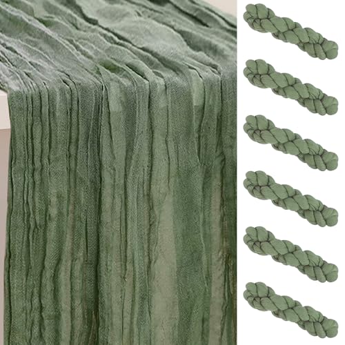 6 Pack Sage Green Cheesecloth Table Runner 35x120 Inch 10Ft Rustic Gauze Cheese Cloth Table Runner Sheer Cheesecloth Table Runners for Wedding Party Bridal Shower Decoration - color: Sage Green, size: 6 PACK
