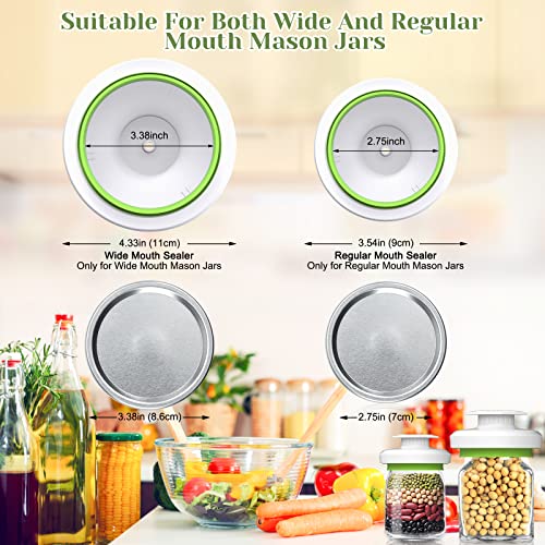 Mason Jar Vacuum Sealer Kit - Vacuum Sealer with Manual Pump and Lid Opener for Wide & Regular Mouth Jars - color: White