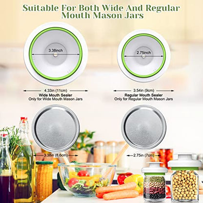 Mason Jar Vacuum Sealer Kit - Vacuum Sealer with Manual Pump and Lid Opener for Wide & Regular Mouth Jars - color: White