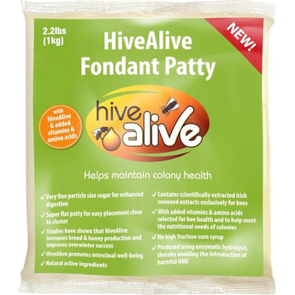 HIVE ALIVE Fondant Bee Food Supplement – Easy to Use Feed Enhancer Prevents Starvation During Overwintering – HiveAlive Feeding Program - Single - size: 1 Count (Pack of 1)