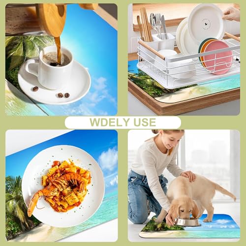 Dish Drying Mat for Kitchen Counter Absorbent Dish Coffee Mat 16"X24" - size: 24" x 16"